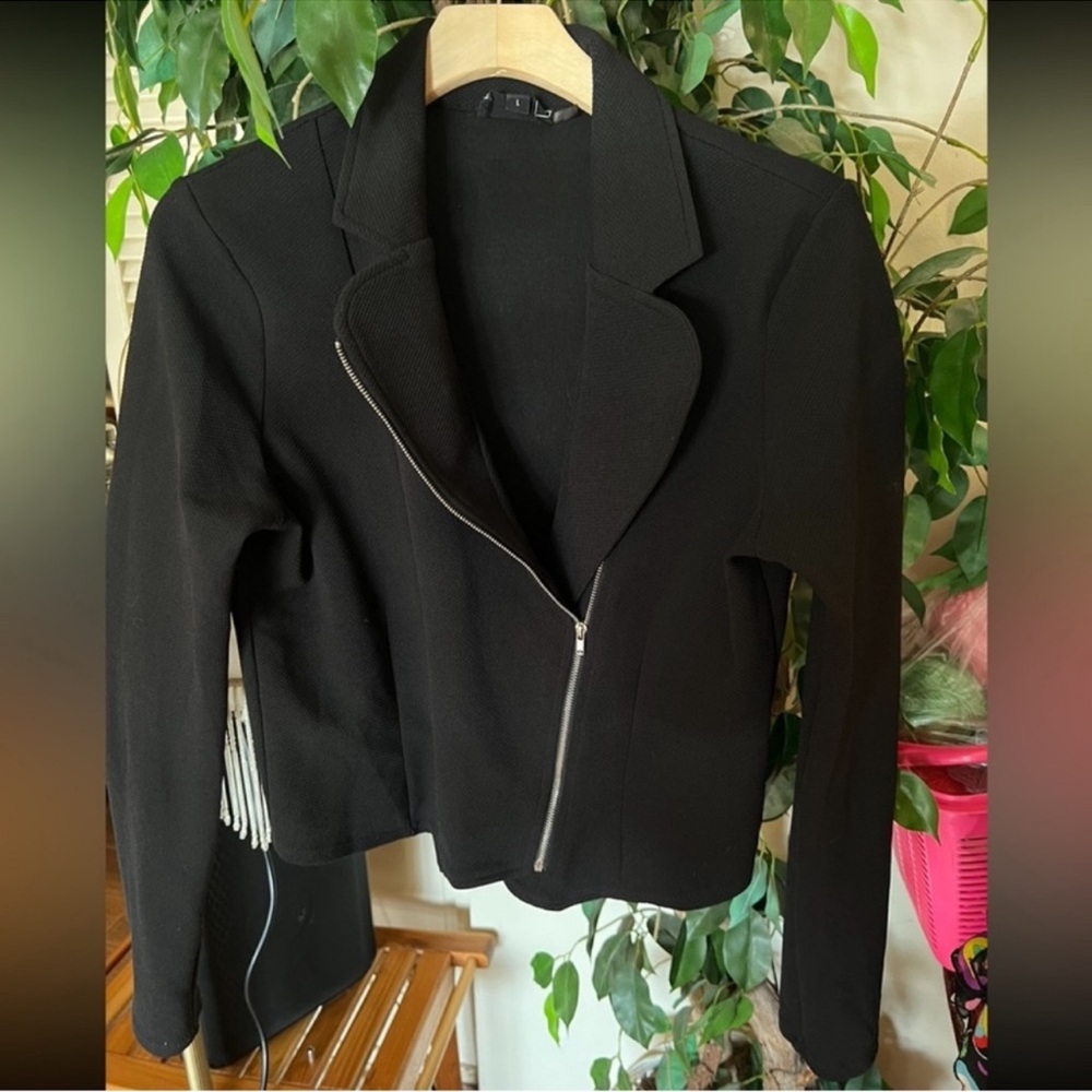 Have Black Blazer with Asymmetric Zipper